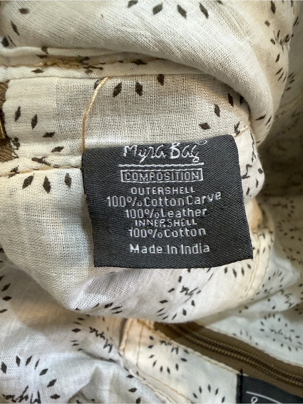 Myra Bag Canvas & Leather Convertible Tote Crossbody Olive Green Vintage Print - Picture 10 of 11